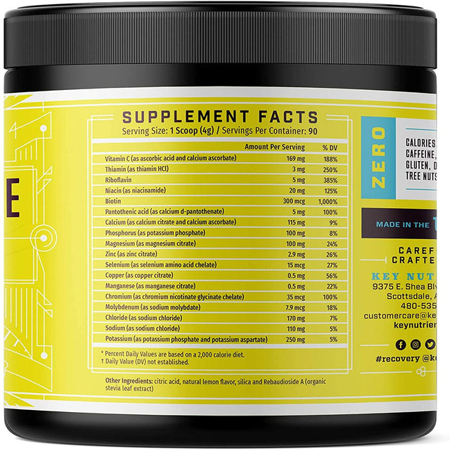 Key Nutrients Electrolytes Powder - Refreshing Lemonade Electrolyte Drink Mix - $0.44 / Unit - Hydration Powder - No Sugar, No Calories - 90 Servings