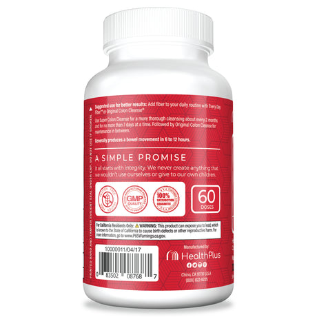 Health plus Super Colon Cleanse Laxative Capsules, 120-Count