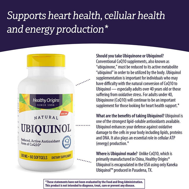 Healthy Origins Ubiquinol 100 Mg (60 Softgels)