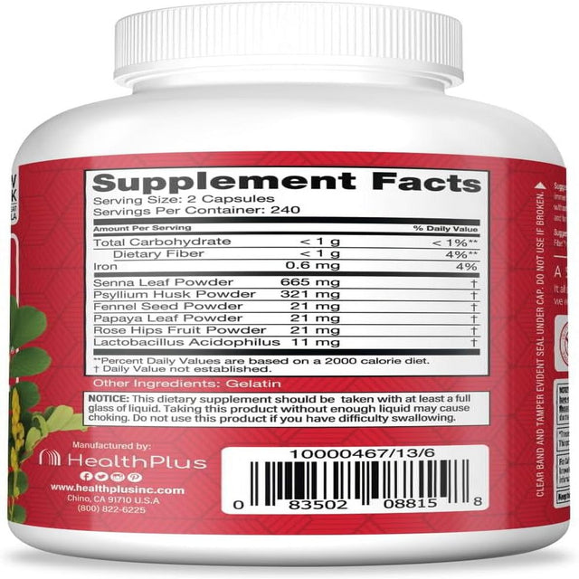 Health plus Super Colon Cleanse: 10-Day Cleanse, 12 Cleanses, 480 Capsules