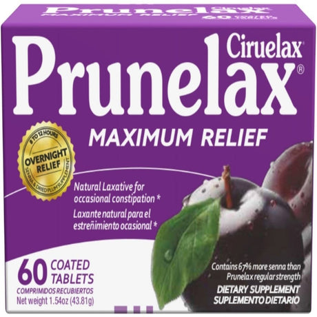 Prunelax Ciruelax Laxative Dietary Supplement Coated Tablets, 60 Ct, 4-Pack