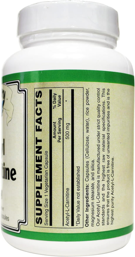 Acetyl L-Carnitine- 500 Mg Vegetarian Capsules ( Sourced from Sigma-Tau Health Sciences ) (90 Veg Caps)