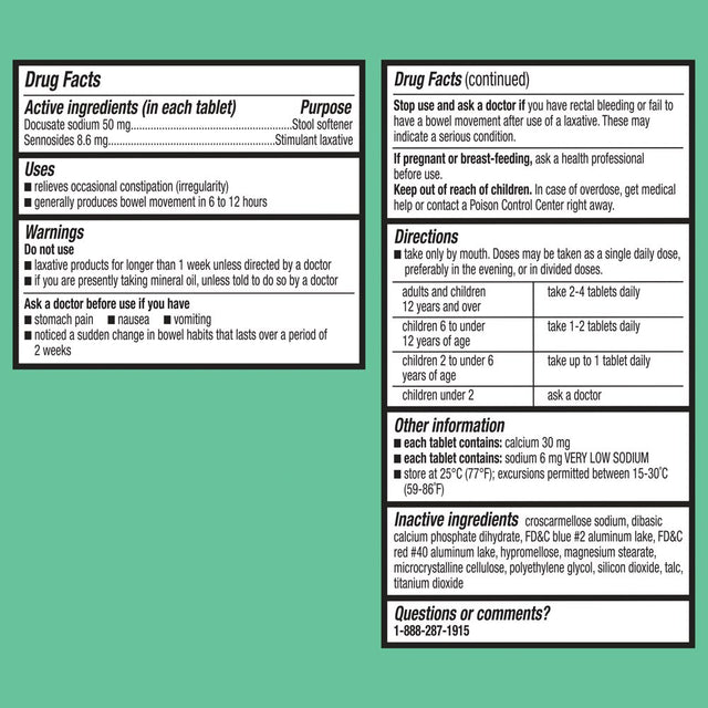 Equate Stool Softener plus Stimulant Laxative Tablets for Constipation, 240 Count