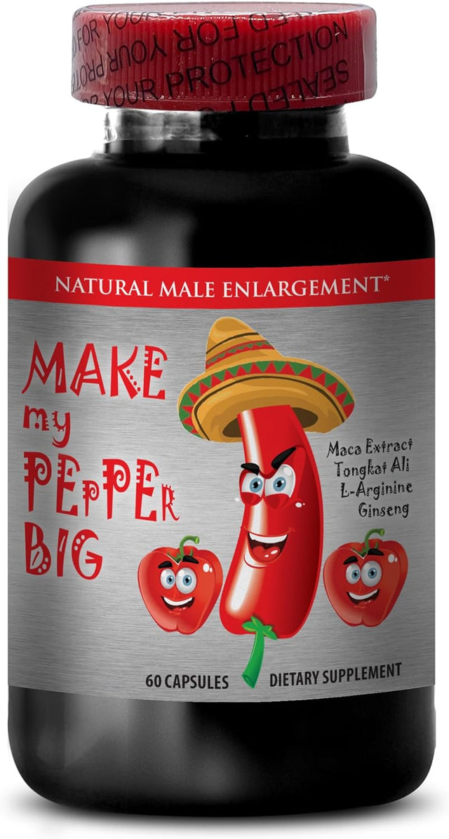 For Sexual Stamina - Make My Pepper Bigger Pills - Energy and Endurance, Longjack Pills, Libido Booster for Men, Male Enhancement Pills, Tongkat Ali Supplements, Maca Root Extract, 3 Bottles 180 Caps