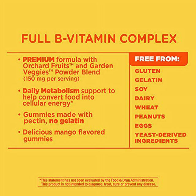 Natureâ€™S Way Alive! B-Complex Gummies, Cellular Energy Support*, 8 B-Vitamins, Vegetarian, Mango Flavored, 60 Gummies