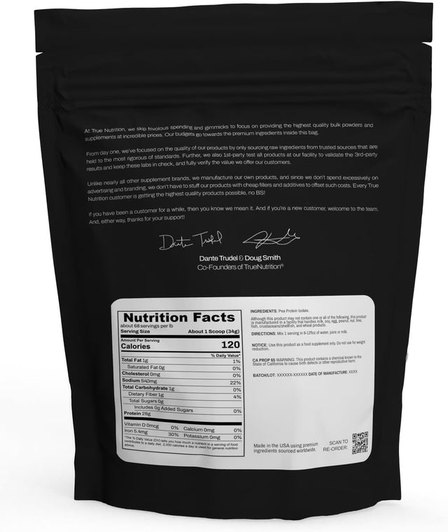 5LBS Unflavored Pea Protein Powder Isolate - Vegan, Low Fat, Lactose-Free, Gluten-Free, Plant Based Protein