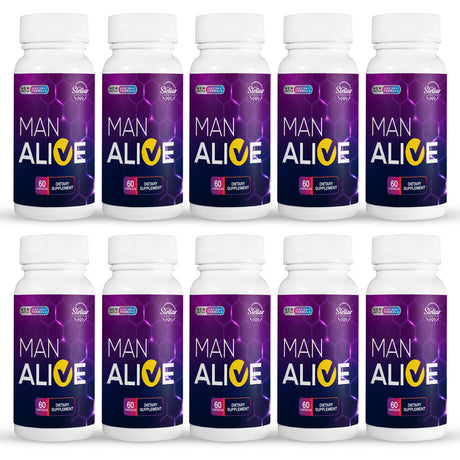 10 Pack Man Alive, Stamina Libido Vitality Pills for Men-60 Capsules X10