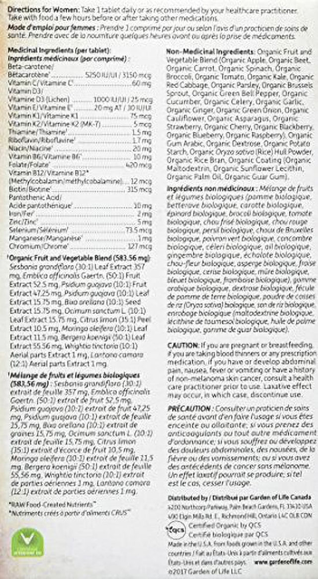 GARDEN of LIFE Multi Once Daily Women, 30 CT