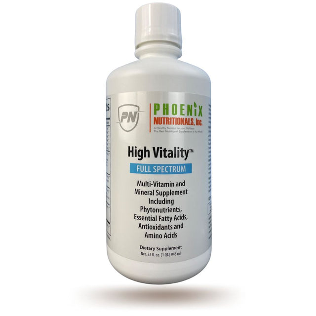 High Vitality Natural Full Spectrum Liquid Vitamin and Mineral Supplement, High Energy, Anti-Aging Formula, Mixed Fruit Flavor, Gluten Free, Sugar Free, & Highly Absorbable