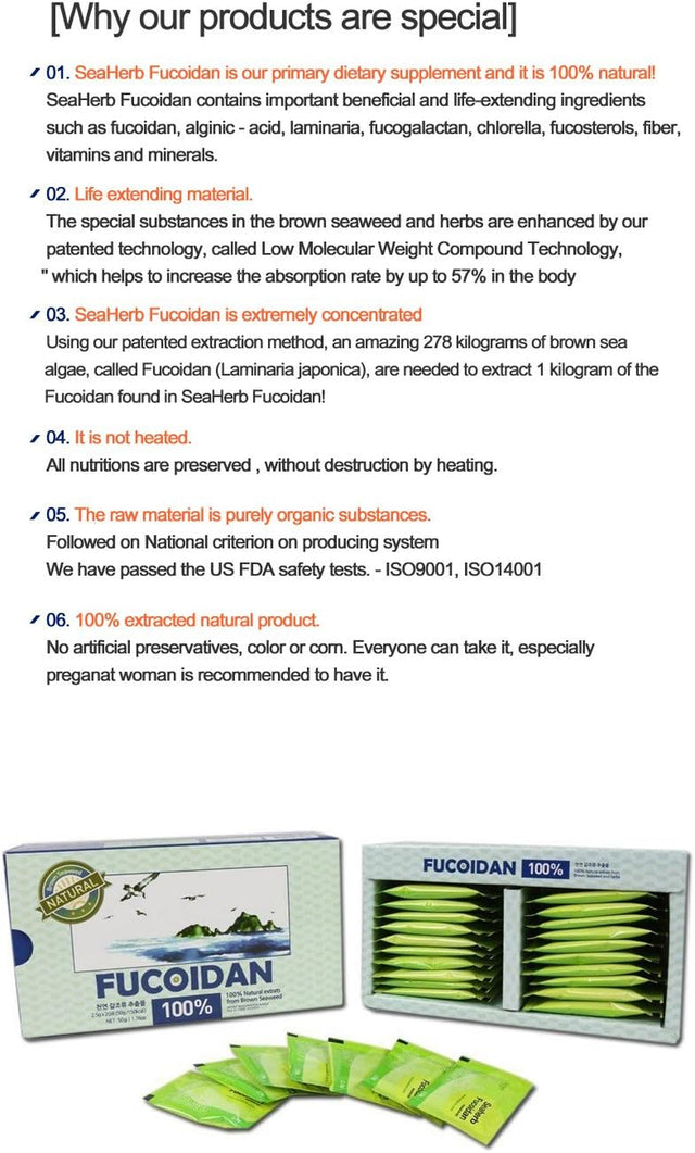 100% Natural Brown Seaweed Extract Fucoidan USFDA Passed(Id Code 2030950)[Powder Type] (50G)