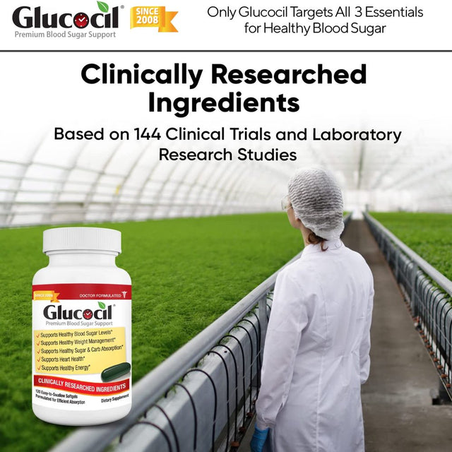 Glucocil – the Total Blood Sugar Optimizer, over 1 Million Bottles Sold, Premium Blood Sugar Support Supplement, Extra Strength Softgels*, Targets All 3 Essentials for Normal Blood Sugar,