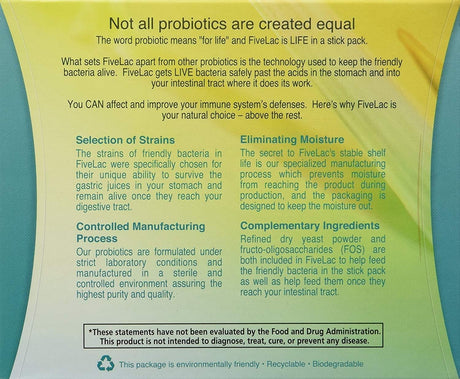 Fivelac Probiotic Lemon Flavor Dietary Supplement (4 Box) 60 Packets by GHT Support Your Daily Health and Wellness Needs