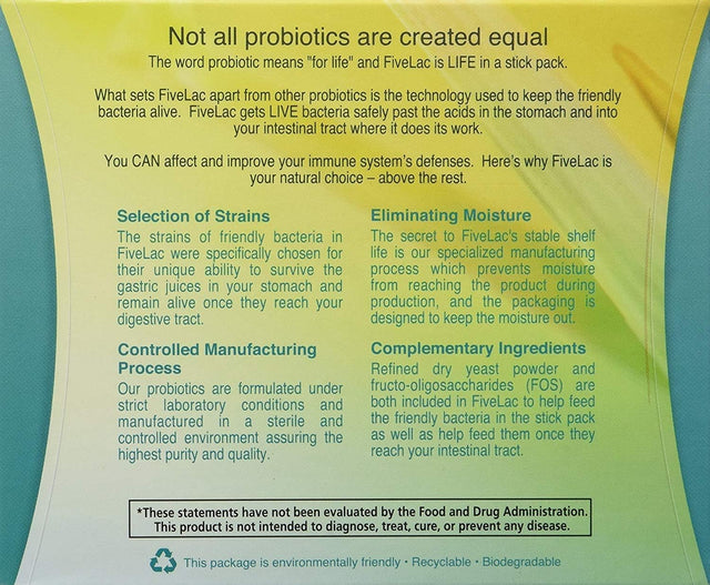 Fivelac Probiotic Lemon Flavor Dietary Supplement (4 Box) 60 Packets by GHT Support Your Daily Health and Wellness Needs