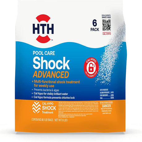 HTH Pool Care Shock Advanced, Swimming Pool Chemical Prevents Bacteria & Algae, Cal Hypo Formula, 1 Lb (Pack of 6)