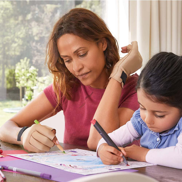 Actimove Arthritis Care Gloves | Fingerless Gloves for Women & Men for Hand Pain, Carpal Tunnel, Rheumatoid, Inflammation, Tendonitis, Trigger Finger, Neuropathy | Beige, Medium