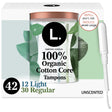 L. Organic Cotton Tampons Duopack - Light/Regular Absorbency, 42 Ct