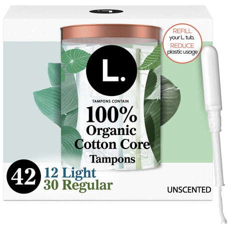 L. Organic Cotton Tampons Duopack - Light/Regular Absorbency, 42 Ct