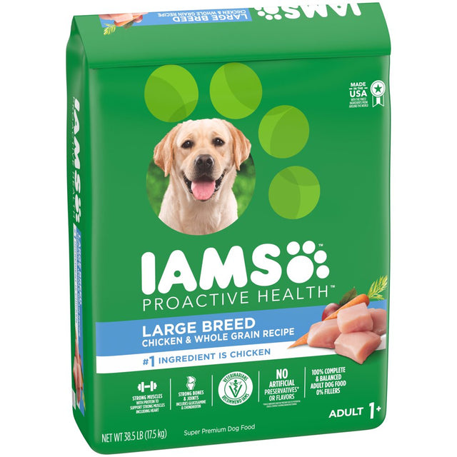 IAMS Adult High Protein Large Breed Dry Dog Food with Real Chicken, 38.5 Lb. Bag