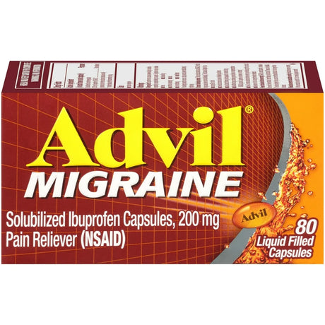 Advil Migraine Pain and Headache Reliever Ibuprofen, 200 Mg Liquid Filled Capsules, 80 Count