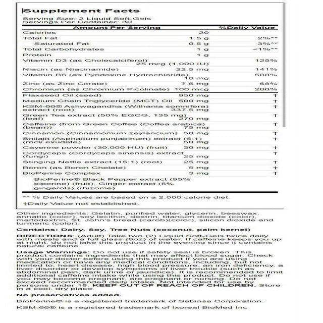 Irwin Naturals Testosterone Extra Fat Burner Max3 60 Sgels
