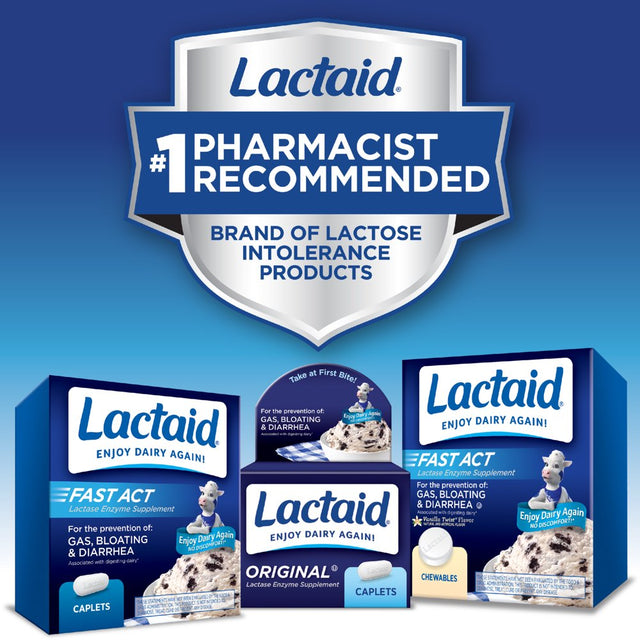 Lactaid Fast Act Lactose Relief Chewables, Vanilla, 60 Packs of 1Ct