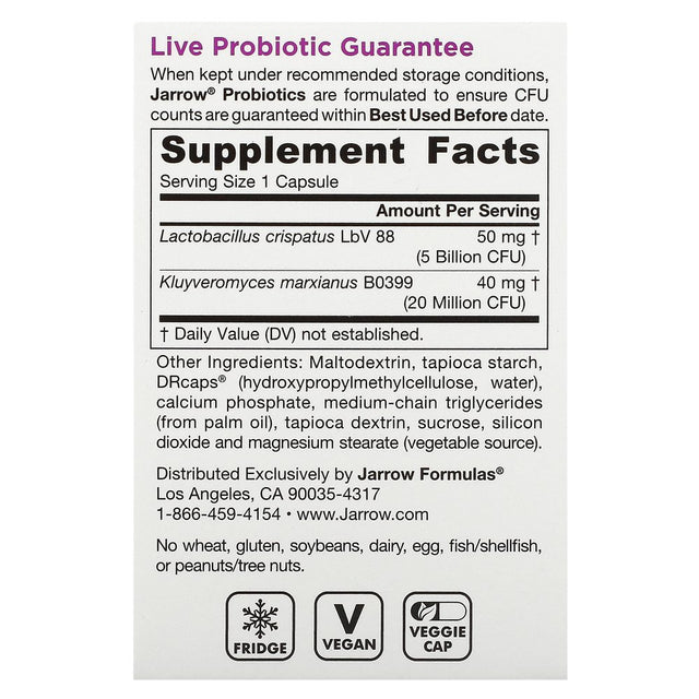 Jarrow Formulas - Probiotic Women'S Yeast Support 5 Billion CFU - 30 Vegetable Capsule(S)