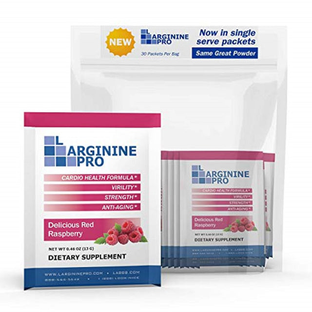 L-ARGININE PRO Powder Packets - 5500Mg L-Arginine, 1100Mg L-Citrulline Cardio Health (Raspberry, 1 Bag)