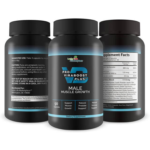 Pro VB Viraboost plus - Male Prostate Support Supplement - Zinc & Vitamin D Formula - Promote Energy & Endurance - Support Healthy Circulation & Fluid Balance - Prostate Supplements for Men
