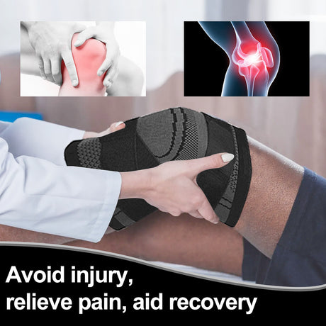 Huryfox 2 Pcs Compression Knee Sleeve for Joint Pain and Arthritis Relief, Breathable Knee Brace (1 Pair, Gray)