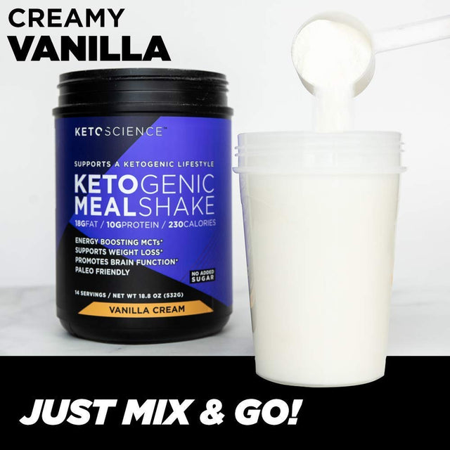 Keto Science Ketogenic Meal Shake, Vanilla, 18.8 Oz (Pack of 2)