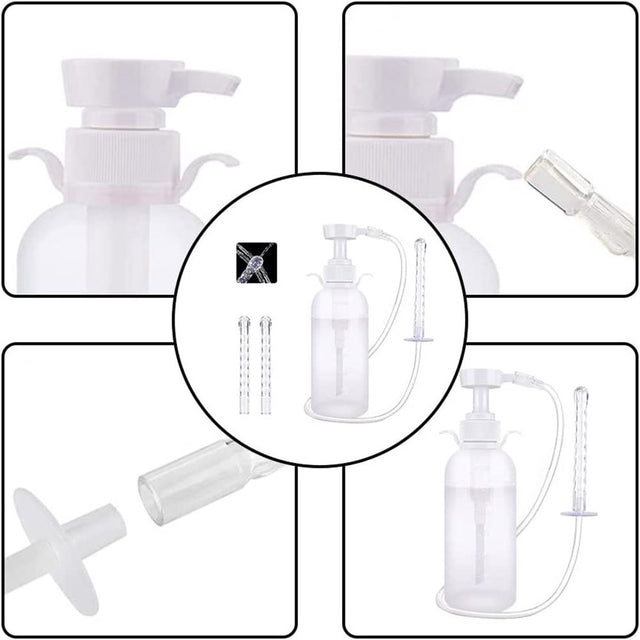 Jiarui 300Ml/10.1Oz Vaginal Cleaner Anal Douche for Women 3 Nozzle Tips Reusable Manual Pressure Enemas