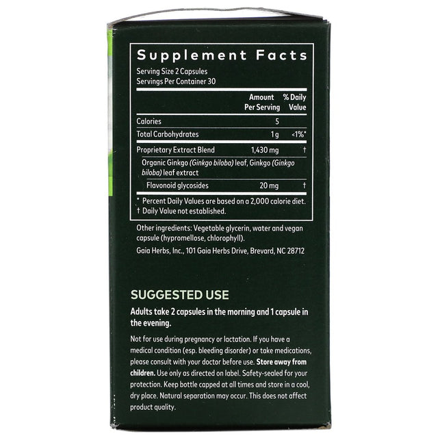 Gaia Herbs, Ginkgo Leaf, 60 Vegan Liquid Phyto-Caps