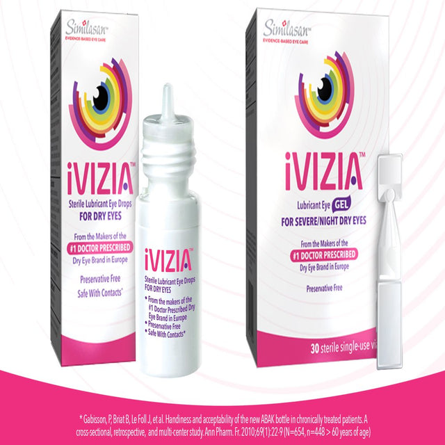 Ivizia Sterile Lubricant Eye Drops for Dry Eyes, Preservative-Free, Moisturizing, Dry Eye Relief, Contact Lens Friendly, 0.33 Fl Oz Bottle