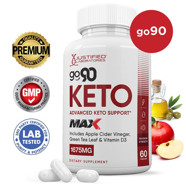 Go 90 Keto ACV MAX Pills 1675Mg Dietary Supplement 60 Capsules