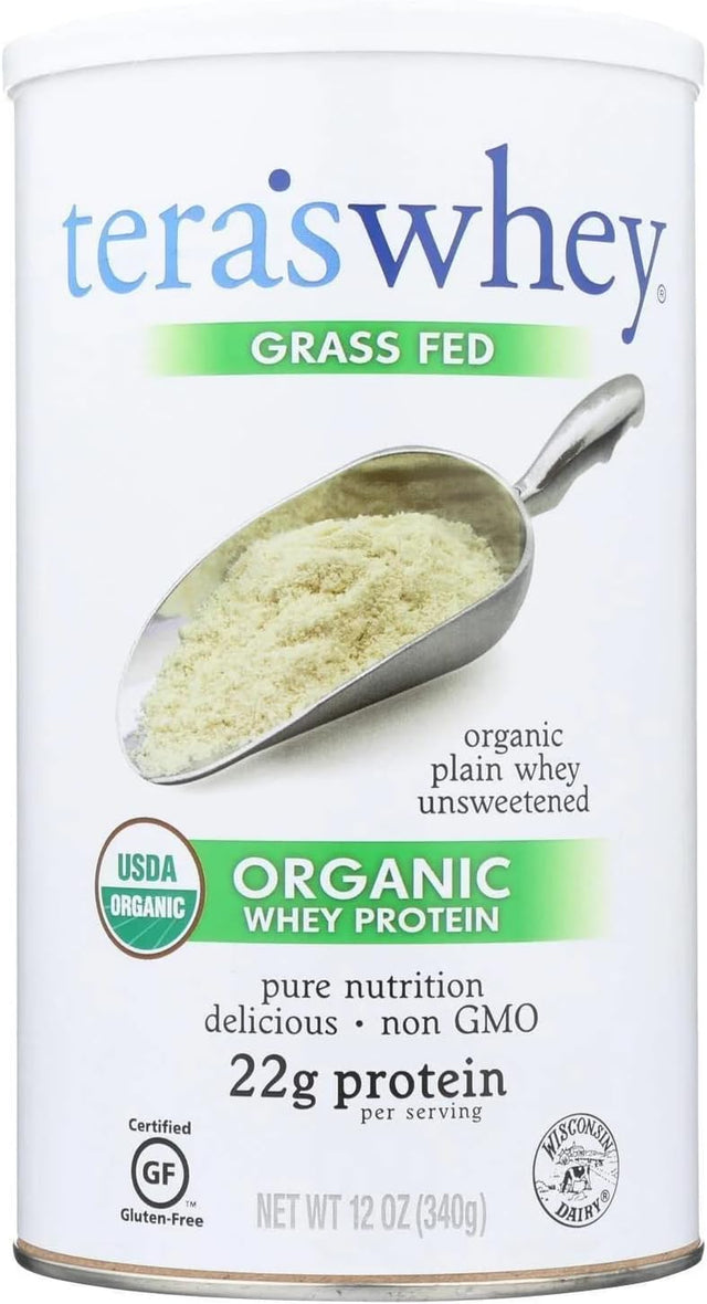 Grass Fed Organic Whey Protein - Organic Plain Unsweetened 12 Ounce (340 Grams) Pwdr