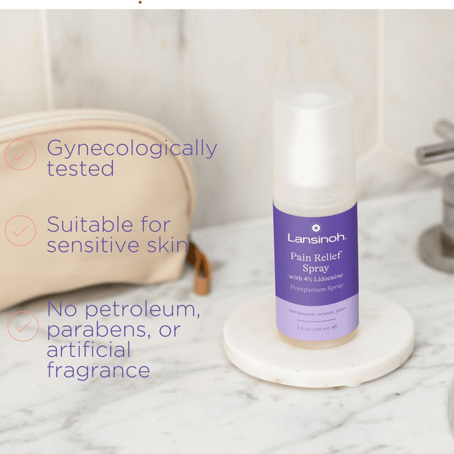 Lansinoh 4% Lidocaine Perineal Spray, Pain Relief, 3.5 Ounces