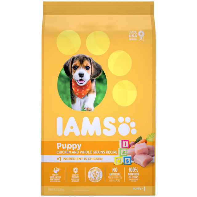 IAMS Proactive Health Chicken and Whole Grain Recipe Dry Dog Food for Puppies, 15 Lb Bag