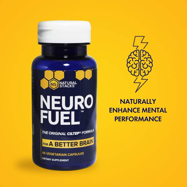 NATURAL STACKS Neurofuel Nootropic Brain Supplement - Improved Focus, Memory & Motivation - Original CILTEP Formula Nootropics Brain Support Supplement Focus Pills & Energy Supplement - 45 Capsules