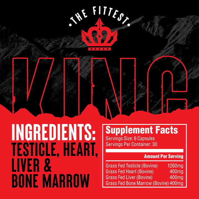 King — Supports Manhood, Alpha Virility, Testosterone and “Top King” Status… Loaded W/Testicle, Liver, Bone Marrow and Heart… “Strength Makes All Other Values Possible” | the Fittest