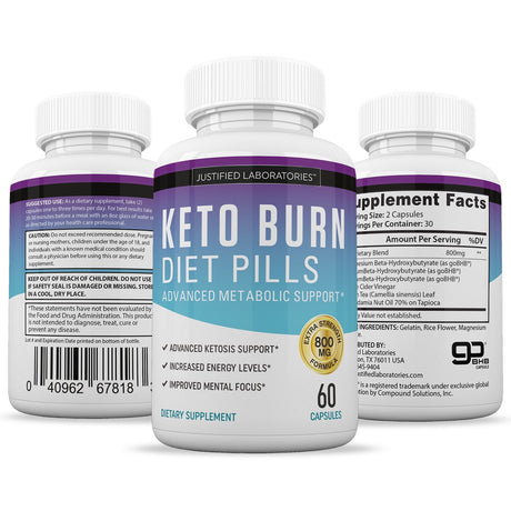 Keto Diet Pills Burn Shred BHB Salts Advanced Ketogenic Supplement Exogenous Ketones Ketosis Weight Loss Fat Burner Boost Energy Metabolism Men Women 60 Capsules