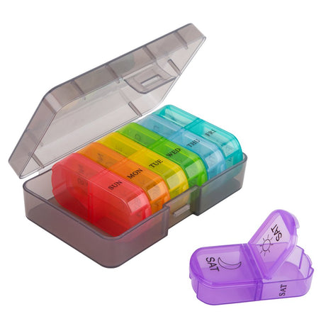 Keylever Weekly Pill Organizer 2 Times a Day, Large Compartments, Portable Pill Vitamin Planner
