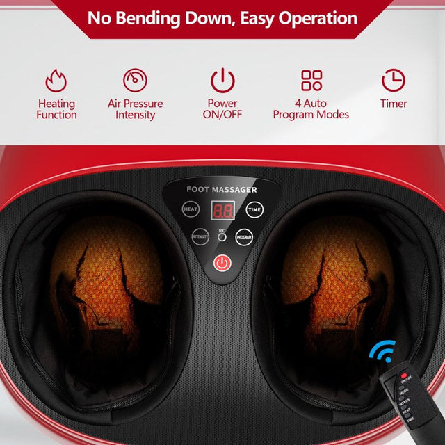 Foot Massager with Heat, Shiatsu Deep Kneading, Air Compression & 4 Massage Modes, Rolling & Timer, Delivers Relief for Tired Muscles and Plantar Fasciitis & Neuropathy Pain, Gifts for Home and Office