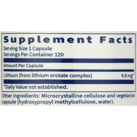 Klaire Labs Lithium Orotate 4.8 Mg 120 Vcaps