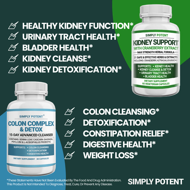 Kidney Support & Colon Cleanse Bundle - Simply Potent Kidney & Colon Support