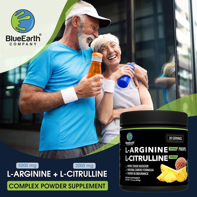 L-Arginine 5000Mg + L-Citrulline 2000Mg Complex Powder Supplement - Nitric Oxide Booster - Energy & Endurance - Pineapple Flavored - 330G