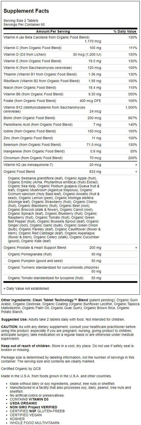 Garden of Life Mykind Organics Men'S 40+ Multi, 120 Tablets