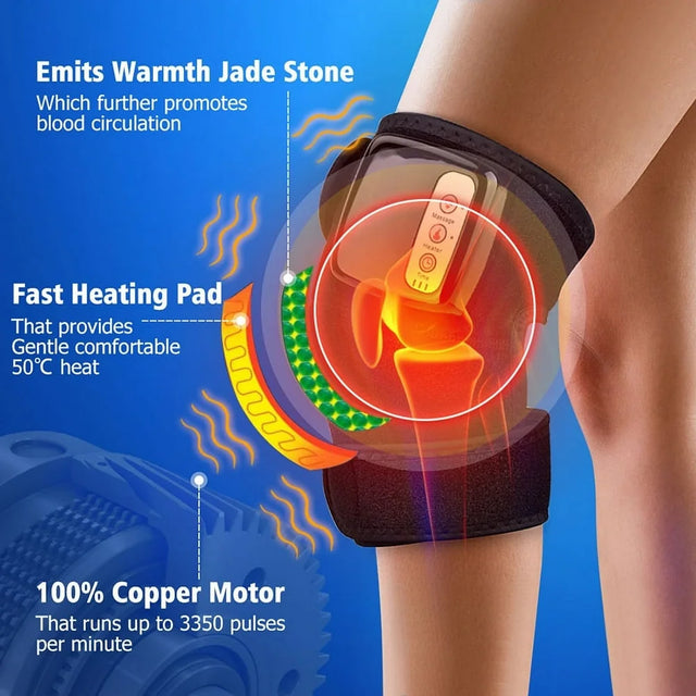 Heated and Vibration Massage Knee Brace Wrap for Knee Injury Cramps Arthritis Recovery Massager for Muscles Pain Relief