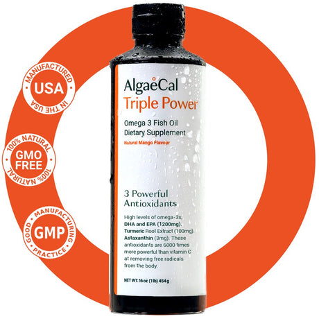 Algaecal Omega 3 Fish Oil with 1200Mg EPA and DHA, Burp-Free Mango Flavor
