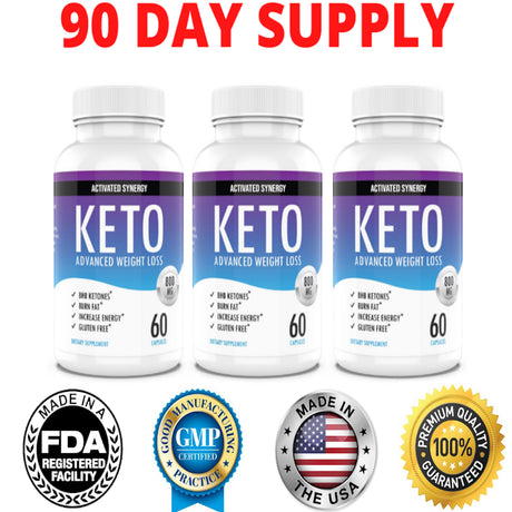 Keto Diet Pills Activated Synergy Ketosis Boost Energy & Focus Manage Cravings Support Metabolism - Keto BHB Supplement for Women and Men - 90 Day Supply - 180 Capsules
