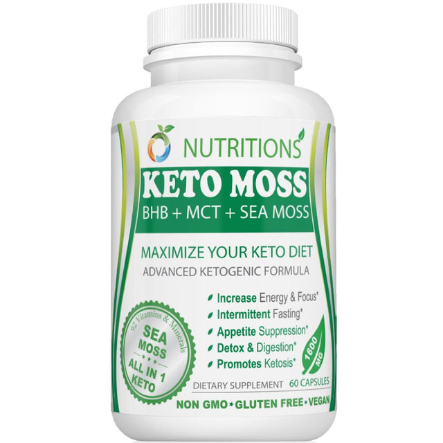 Keto Moss Vegan All in One KETO Pills with BHB Salt, MCT Powder, and Sea Moss